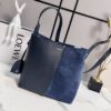 Loewe Bilbao Medium Bucket Bag – Suede & Smooth Calfskin Leather (Blue)