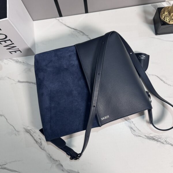 Loewe Bilbao Medium Bucket Bag – Suede & Smooth Calfskin Leather (Blue)