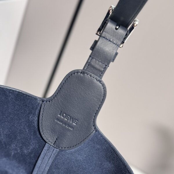 Loewe Bilbao Medium Bucket Bag – Suede & Smooth Calfskin Leather (Blue)