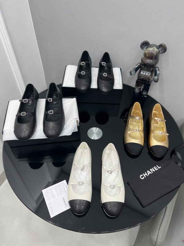 Chanel Classic Two-Tone Double-Strap Mary Jane Ballet Flats