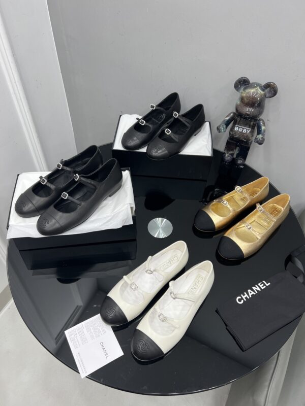Chanel Classic Two-Tone Double-Strap Mary Jane Ballet Flats