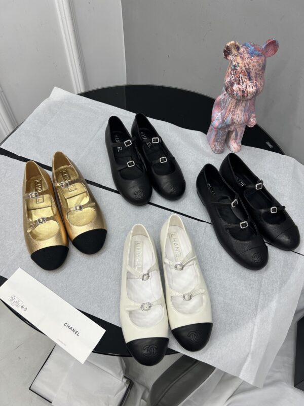 Chanel Classic Two-Tone Double-Strap Mary Jane Ballet Flats