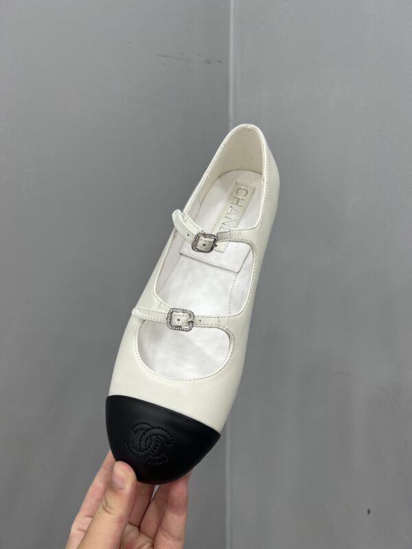 Chanel Classic Two-Tone Double-Strap Mary Jane Ballet Flats