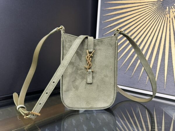 LE 5A7 Mini Phone Bag – Green Suede