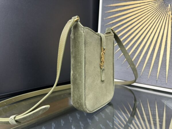 LE 5A7 Mini Phone Bag – Green Suede