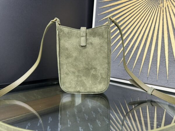 LE 5A7 Mini Phone Bag – Green Suede