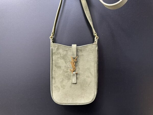 LE 5A7 Mini Phone Bag – Green Suede