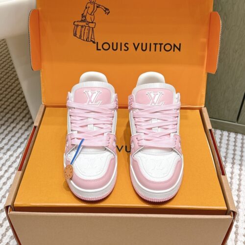 sy_no_6274A365109CFC9B7B4D4BB9D2252635_0 Louis Vuitton LV Trainer White & Cherry Blossom Pink Retro Sneakers