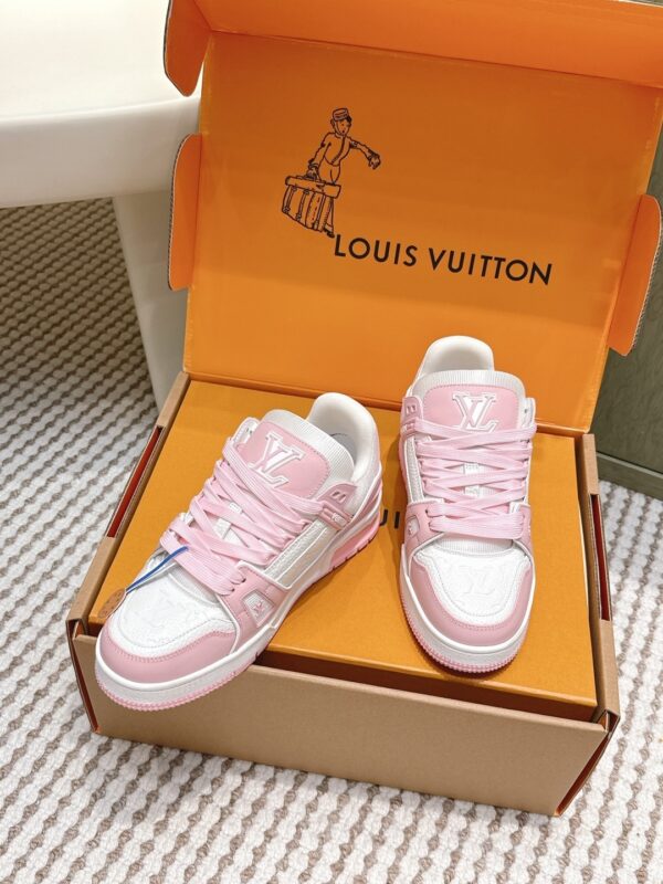 sy_no_6274A365109CFC9B7B4D4BB9D2252635_2 Louis Vuitton LV Trainer White & Cherry Blossom Pink Retro Sneakers