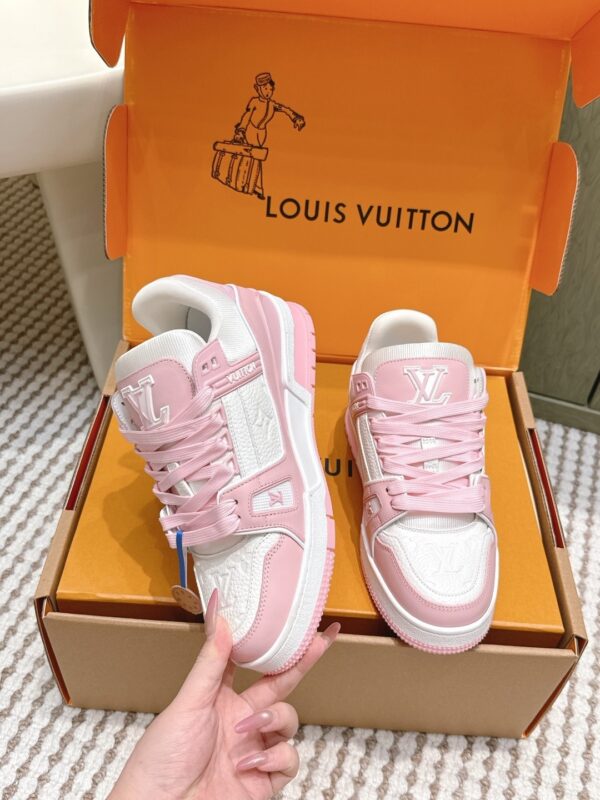 sy_no_6274A365109CFC9B7B4D4BB9D2252635_3 Louis Vuitton LV Trainer White & Cherry Blossom Pink Retro Sneakers