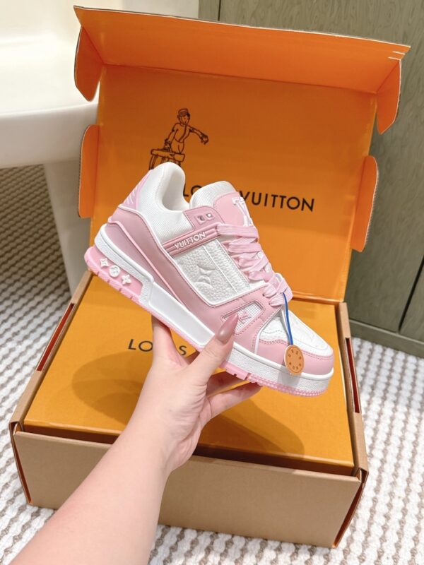 sy_no_6274A365109CFC9B7B4D4BB9D2252635_4 Louis Vuitton LV Trainer White & Cherry Blossom Pink Retro Sneakers
