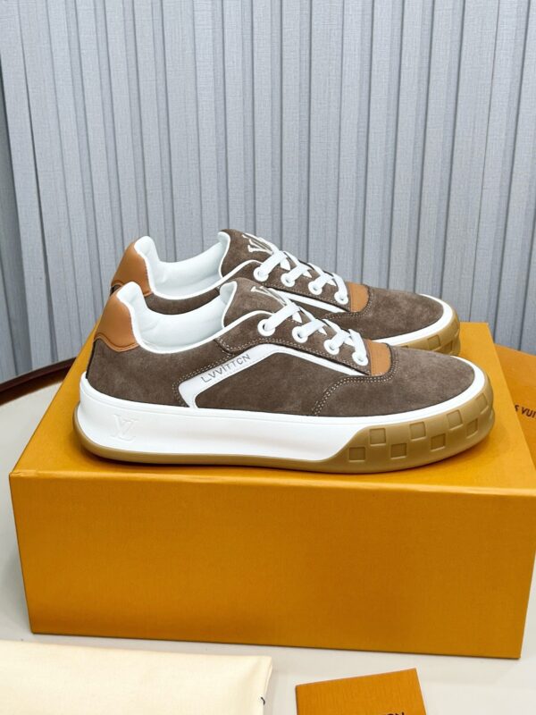 Louis Vuitton LV Checker Brown Suede & Tan Leather Retro Sneakers