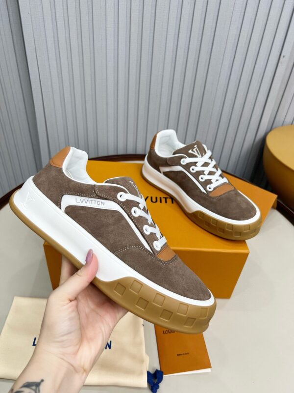 Louis Vuitton LV Checker Brown Suede & Tan Leather Retro Sneakers