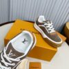 Louis Vuitton LV Checker Brown Suede & Tan Leather Retro Sneakers