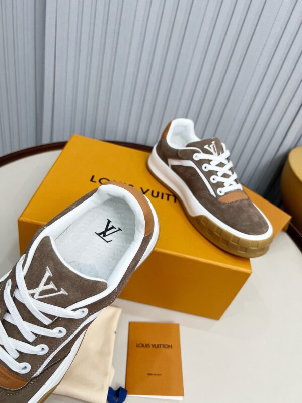 Louis Vuitton LV Checker Brown Suede & Tan Leather Retro Sneakers