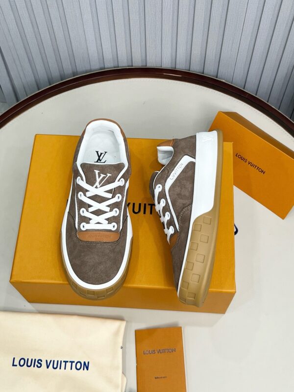 Louis Vuitton LV Checker Brown Suede & Tan Leather Retro Sneakers