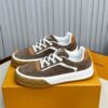 Louis Vuitton LV Checker Brown Suede & Tan Leather Retro Sneakers