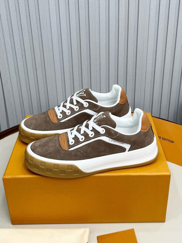 Louis Vuitton LV Checker Brown Suede & Tan Leather Retro Sneakers