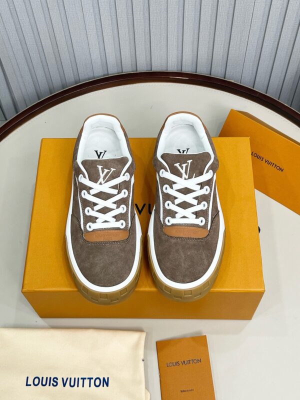 Louis Vuitton LV Checker Brown Suede & Tan Leather Retro Sneakers