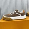 Louis Vuitton LV Checker Brown Suede & Tan Leather Retro Sneakers