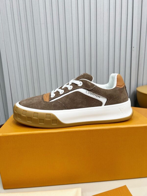 Louis Vuitton LV Checker Brown Suede & Tan Leather Retro Sneakers