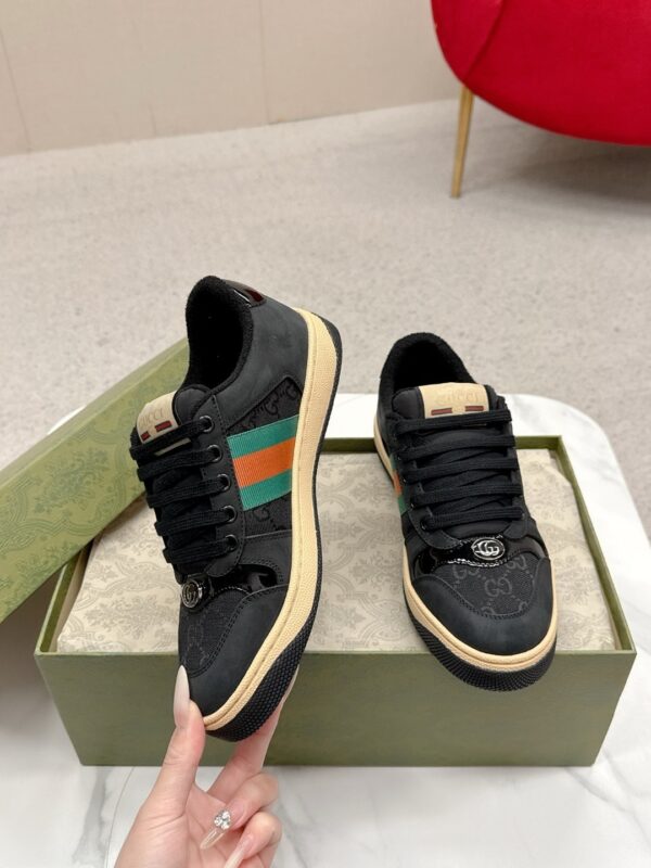 sy_no_647AFC63748E17D9EC30F1F0EC7A6D76_2 Gucci Screener Black Suede & GG Canvas Sneaker – Black