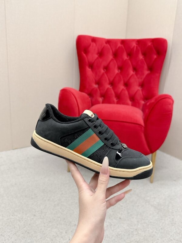 sy_no_647AFC63748E17D9EC30F1F0EC7A6D76_3 Gucci Screener Black Suede & GG Canvas Sneaker – Black