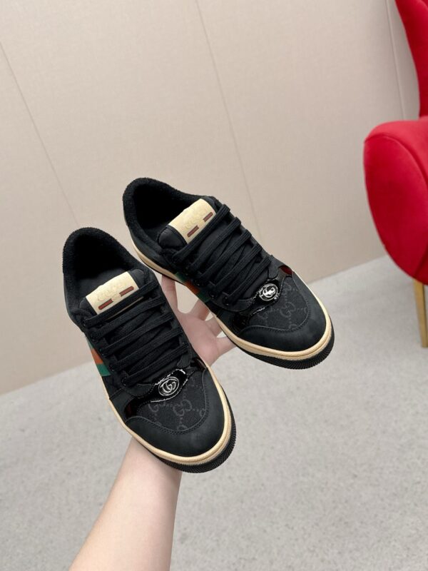 sy_no_647AFC63748E17D9EC30F1F0EC7A6D76_4 Gucci Screener Black Suede & GG Canvas Sneaker – Black