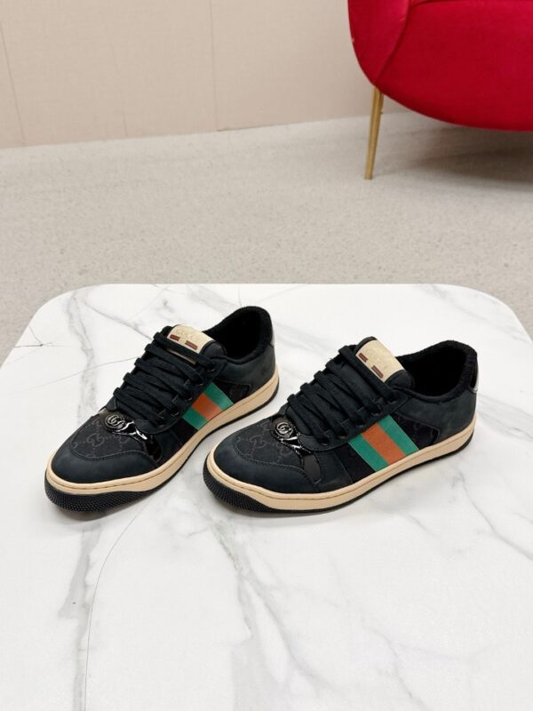sy_no_647AFC63748E17D9EC30F1F0EC7A6D76_5 Gucci Screener Black Suede & GG Canvas Sneaker – Black