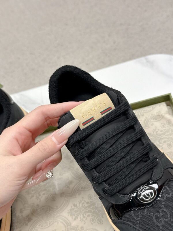 sy_no_647AFC63748E17D9EC30F1F0EC7A6D76_6 Gucci Screener Black Suede & GG Canvas Sneaker – Black