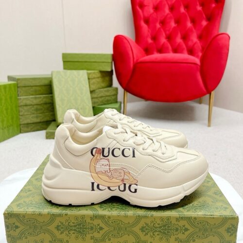 sy_no_64F0A198F01C4E2FFA255155F1BF7702_0 Gucci Rhyton Leather Sneaker in Off-White