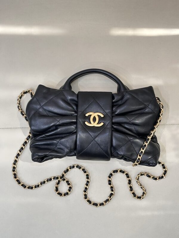 sy_no_6509D3965BBBE2A5C01FC05E7BE42059_2 Black Quilted Lambskin Bow Chain Bag