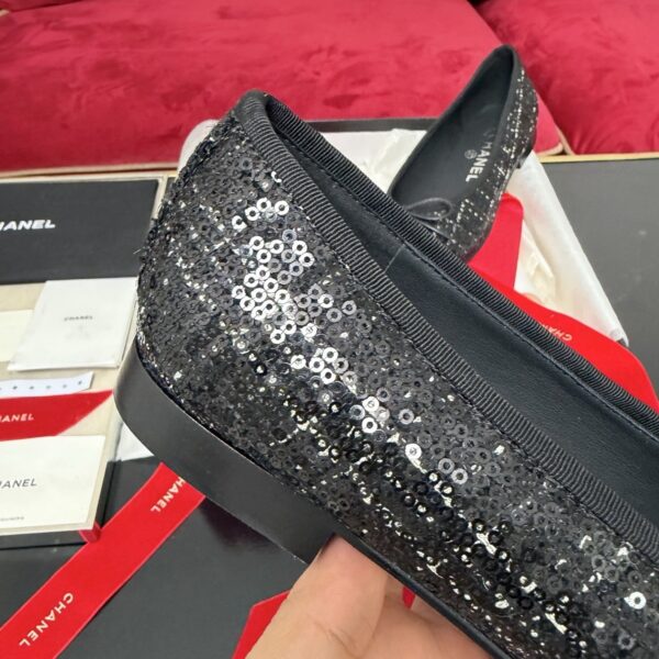 sy_no_6520BDC924F95014ED85C32D2B581053_6 Black Sequined Satin Ballerina Flats