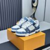 Blue & White Denim Monogram Low-Top Sneakers