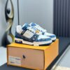 Blue & White Denim Monogram Low-Top Sneakers