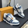 Blue & White Denim Monogram Low-Top Sneakers