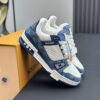 Blue & White Denim Monogram Low-Top Sneakers