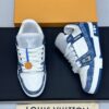 Blue & White Denim Monogram Low-Top Sneakers