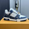Blue & White Denim Monogram Low-Top Sneakers