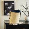 Denim Blue Large Straw Basket Tote