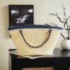 Denim Blue Large Straw Basket Tote