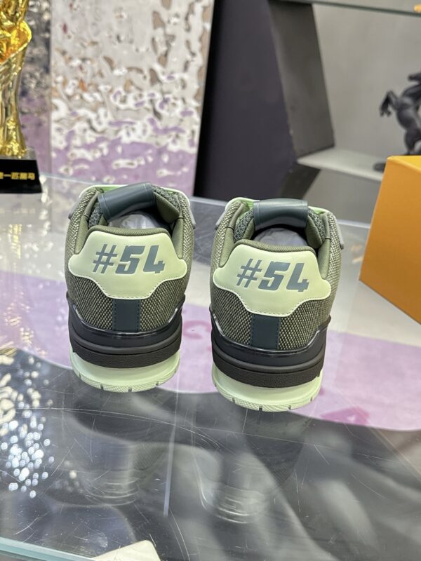 sy_no_662C4ED67F484FC28B55A23D598DC7FC_6 Louis Vuitton LV Trainer Dark Green Mesh & Leather Retro Sneakers