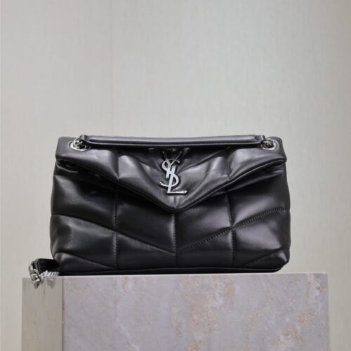 YSL Loulou 29cm Quilted Chain Bag – Black