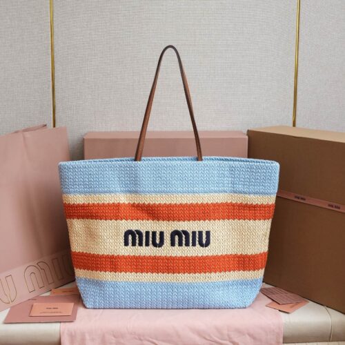 sy_no_666615881C9307AD023D2C67E31201DA_0 Miu Miu Women's Large Woven Fabric Tote/Shoulder Bag