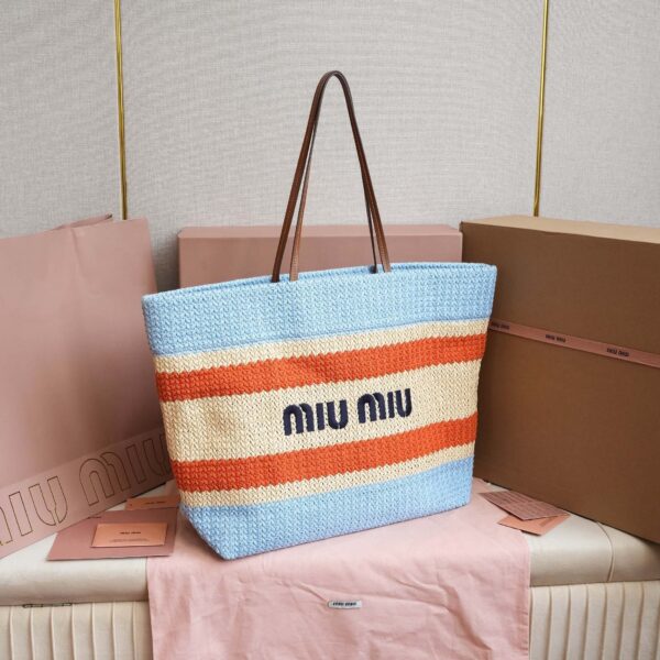 Miu Miu Women's Large Woven Fabric Tote/Shoulder Bag