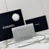 sy_no_67E362A06813A5F4CBB2A80C608267D7_2 Gray Quilted Textured Calfskin WOC Chain Wallet