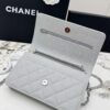 sy_no_67E362A06813A5F4CBB2A80C608267D7_5 Gray Quilted Textured Calfskin WOC Chain Wallet