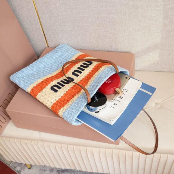 sy_no_68A887550F2D8684F75EEF47835A1047_7 Miu Miu Logo-Embellished Crochet Tote Bag
