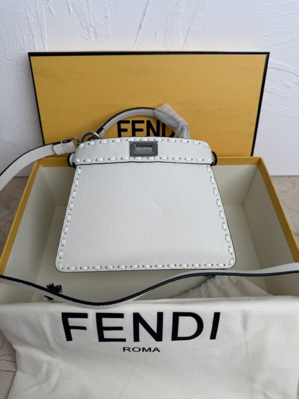 sy_no_6905F9A7AA9A3A085D97429BD913161B_0 White Small Peekaboo ISeeU Textured Calfskin Handbag