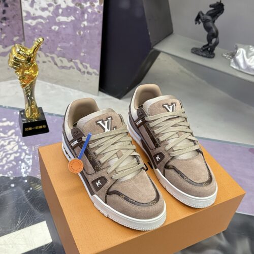 sy_no_699F709D63DC3FC4EDEFB862304748D8_0 Louis Vuitton LV Trainer Maxi Grey Khaki & Oatmeal Brown Monogram Sneakers